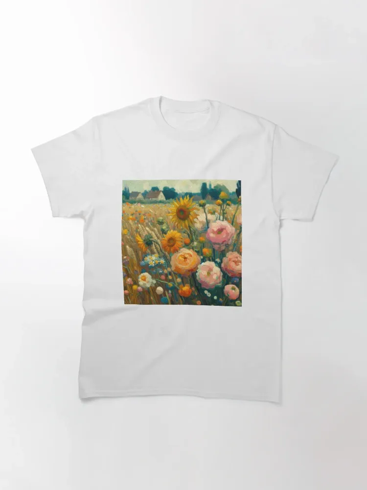 Lady's Sunflower Print Short-Sleeved Round-neck T-Shirt