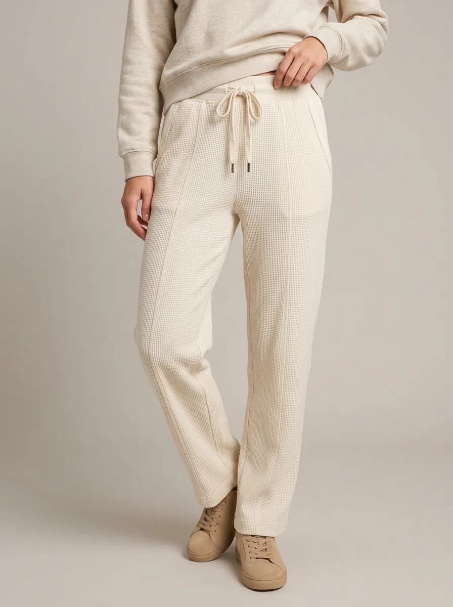 Women's Casual Loungewear Waffle Knit Drawstring Jogger Pants