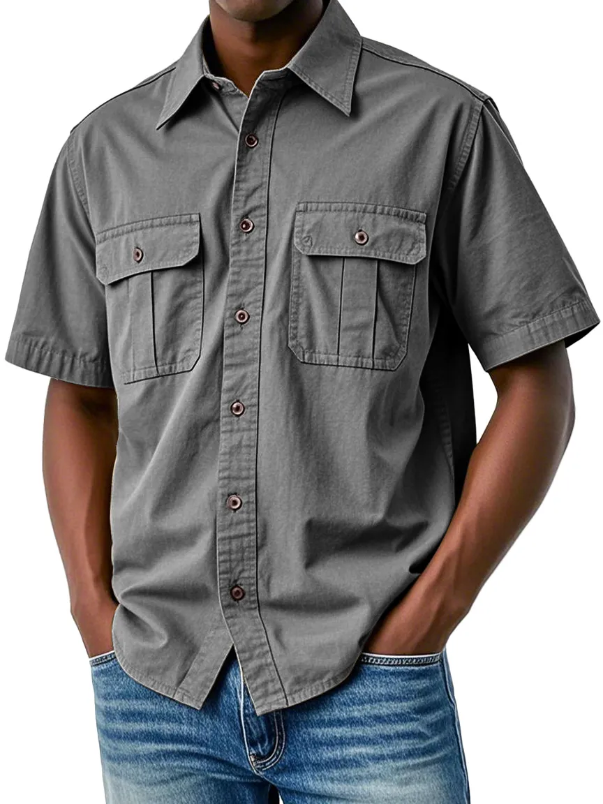 Clean Cut Short Sleeve Double Pocket Shirt