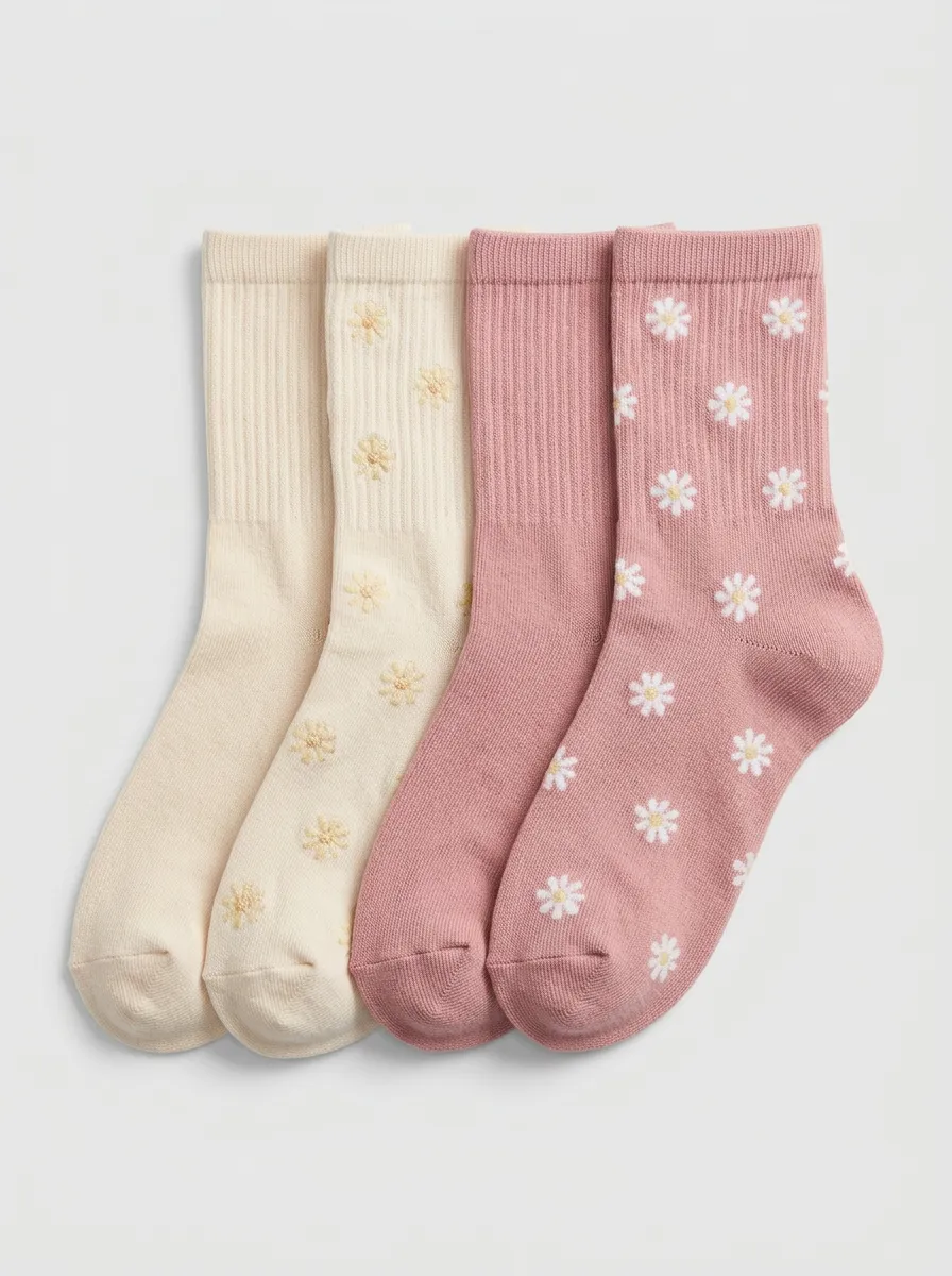 Classic Floral Men's Four-Pair Long Socks