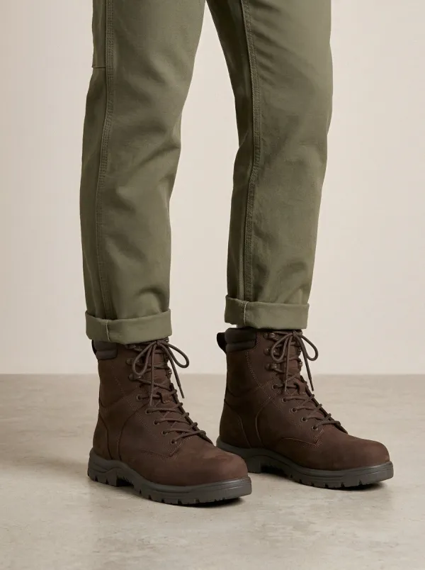 Men's Lace-Up Work Boots Leather