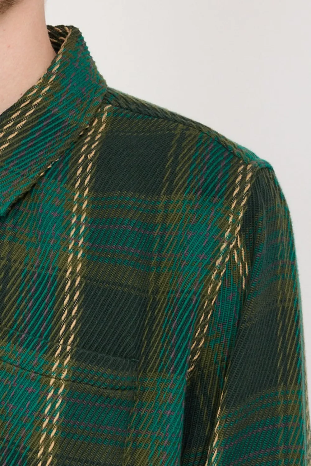 Green Checkered Long-Sleeved Shirt
