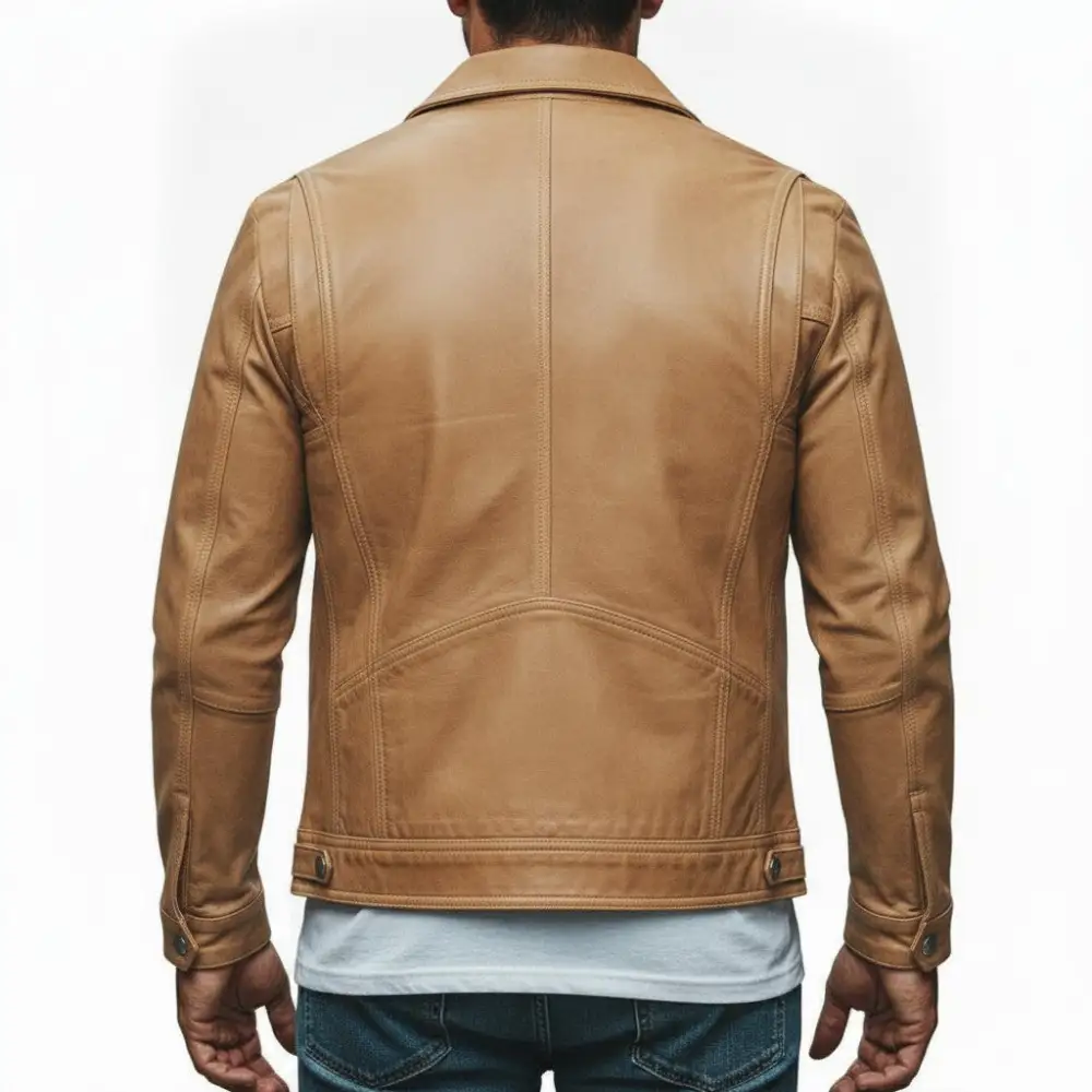 Leather Biker Motorcycle Cafe Racer Jacket