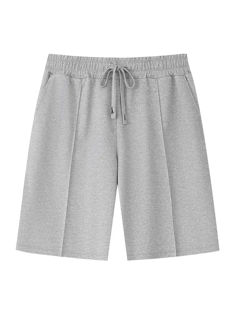 Waffle Knit Hoodie Short Sleeve Set with Shorts