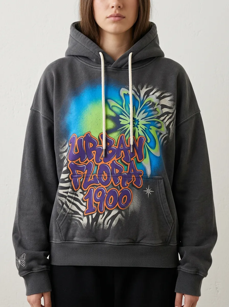 Unisex Modern Streetwear Graffiti Zebra Hoodie