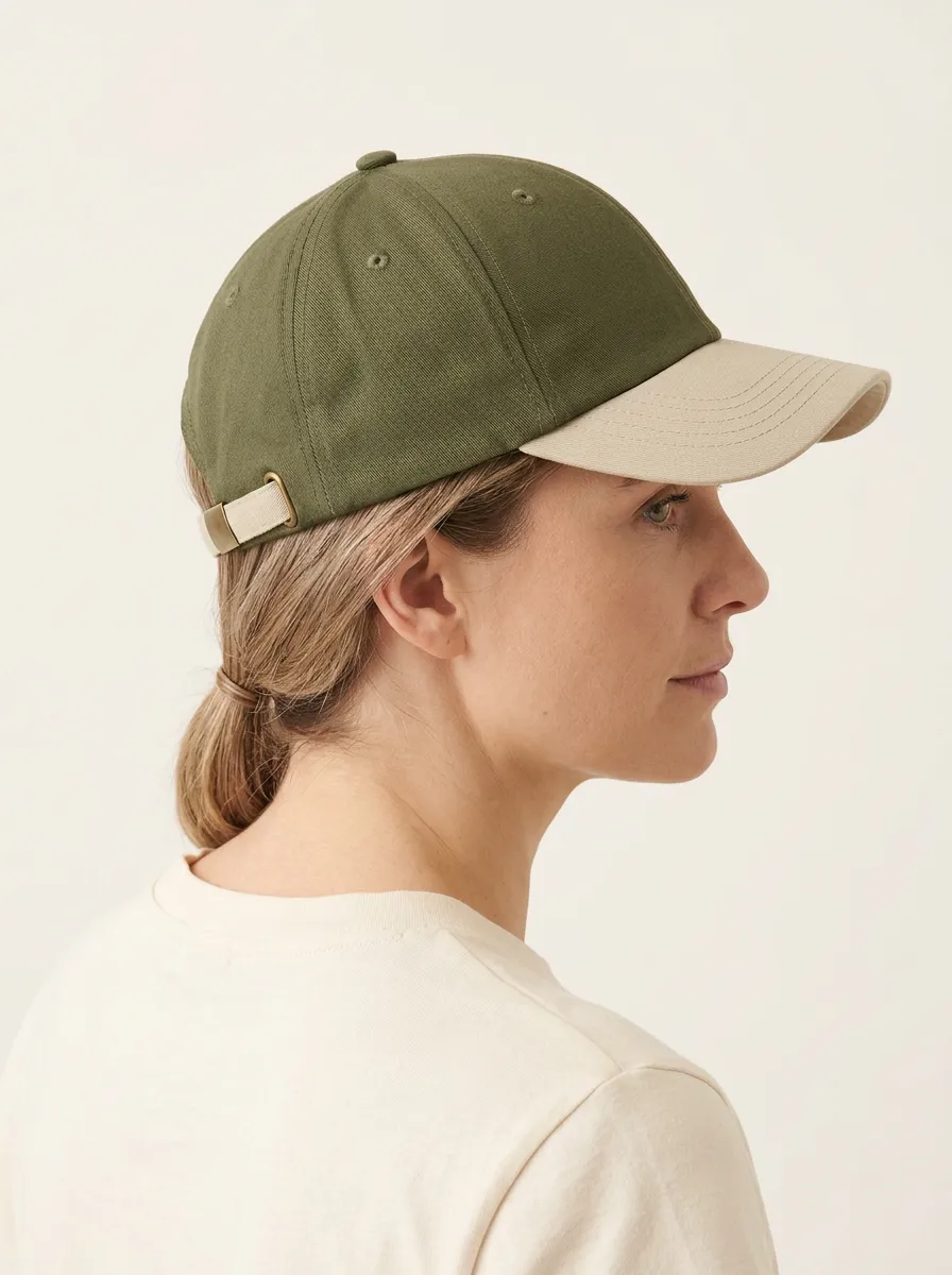 Unisex Olive Green Beige Colorblock Baseball Cap