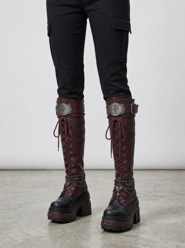 Darkwear Bat Chain Silhouette Women's Gothic Platform Boots