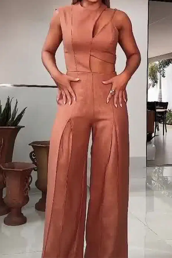 Cutout Wide-Leg Sleeveless Jumpsuit