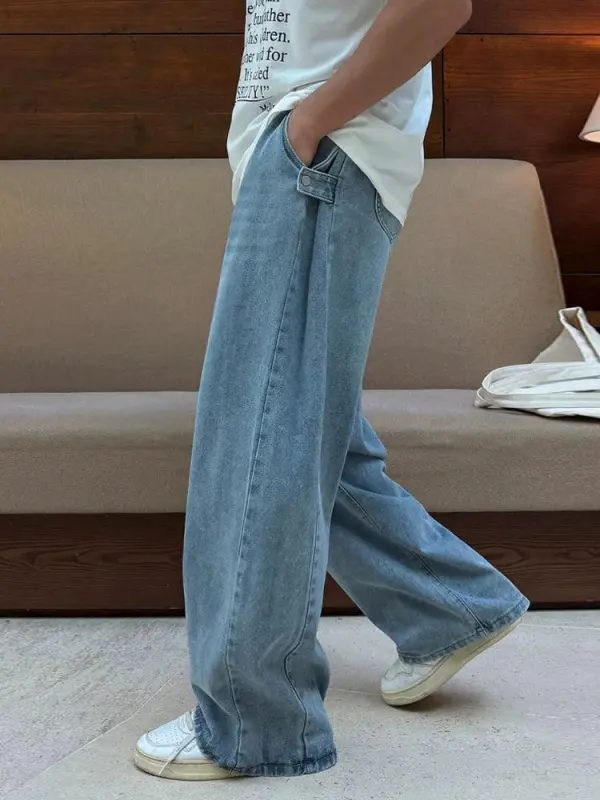 Washed Loose Straight Leg Jeans
