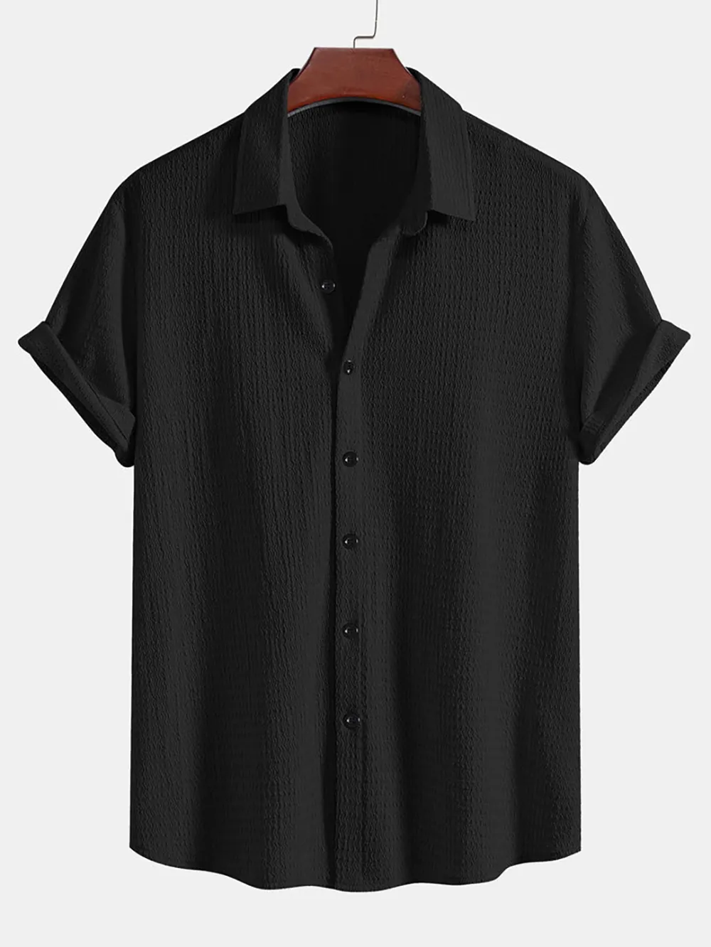Blue Textured Button Up Shirt