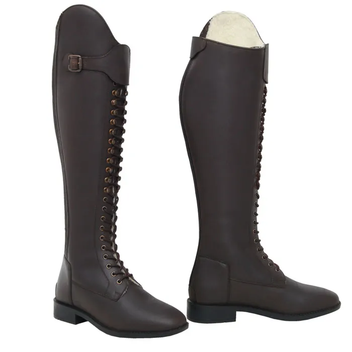 Refined Back Zip Lace-Up Tall Riding Boots
