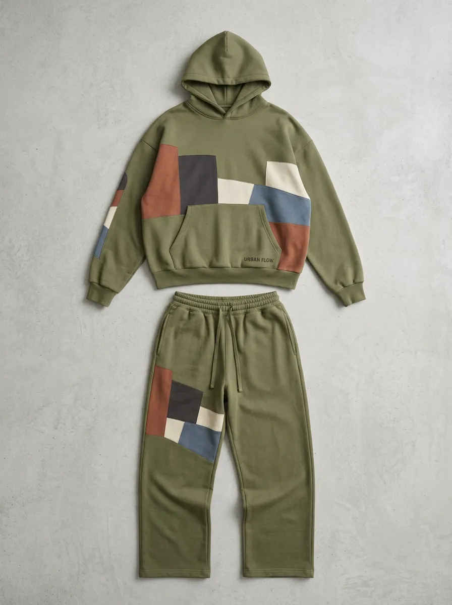 Sweatsuit Patchwork Men's Two-Piece Tracksuit