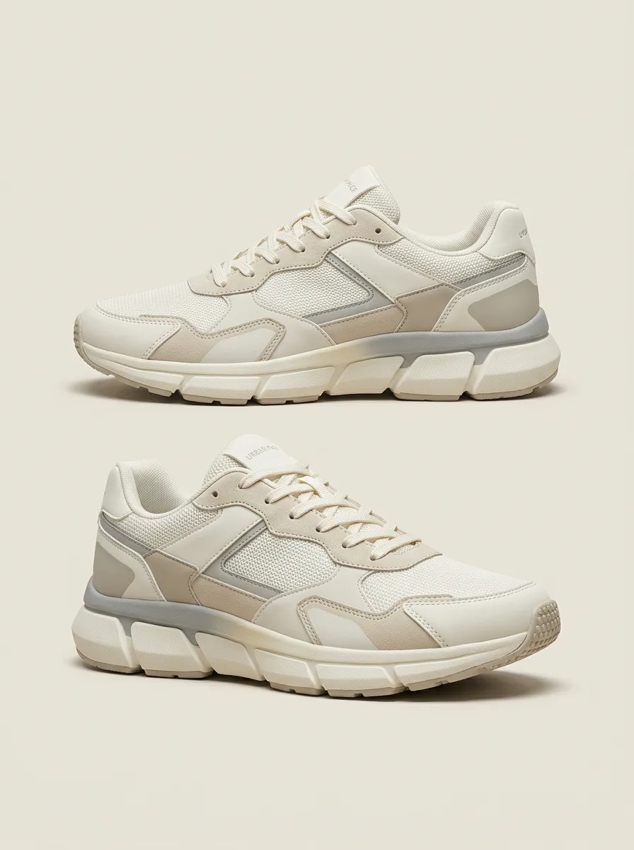 Outdoor-Inspired Mesh-Panel Casual Sneakers
