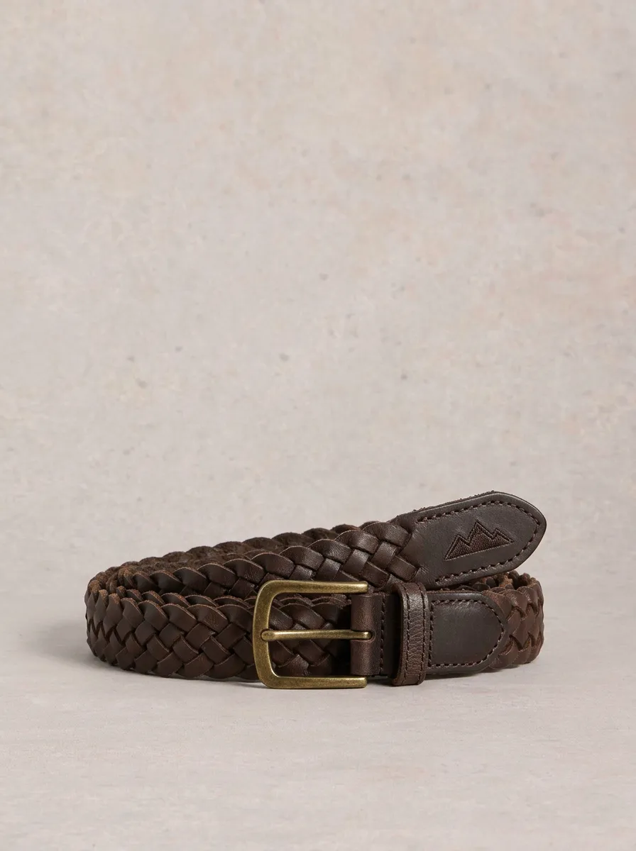 Men's Mountain Brown Woven Leather Belt