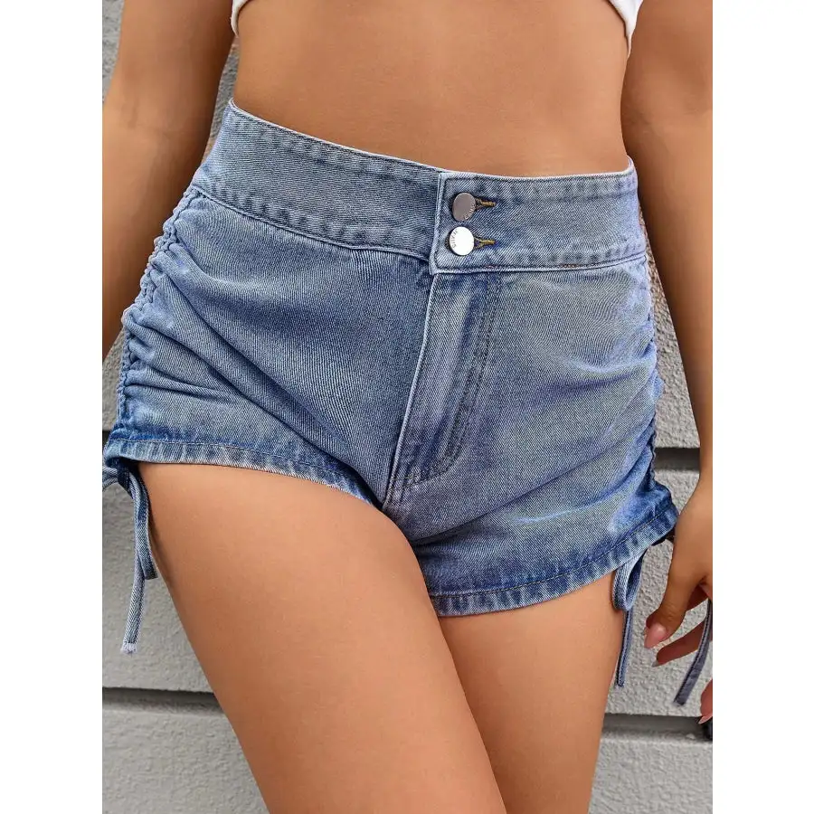 Everyday Drawstring Pocketed Denim Shorts