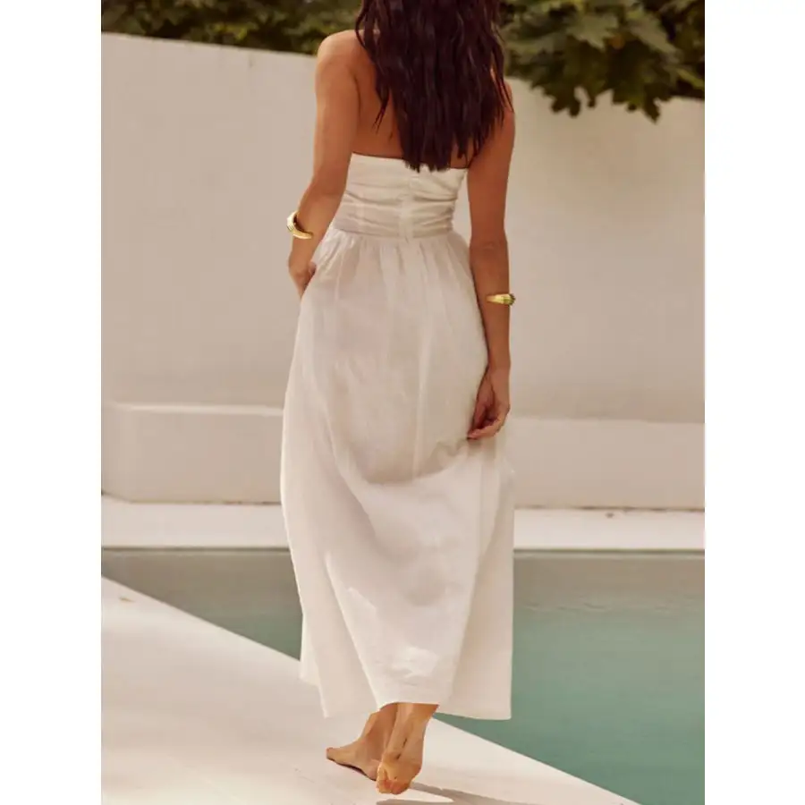 Relaxed Halter Neck Maxi Dress with Pockets