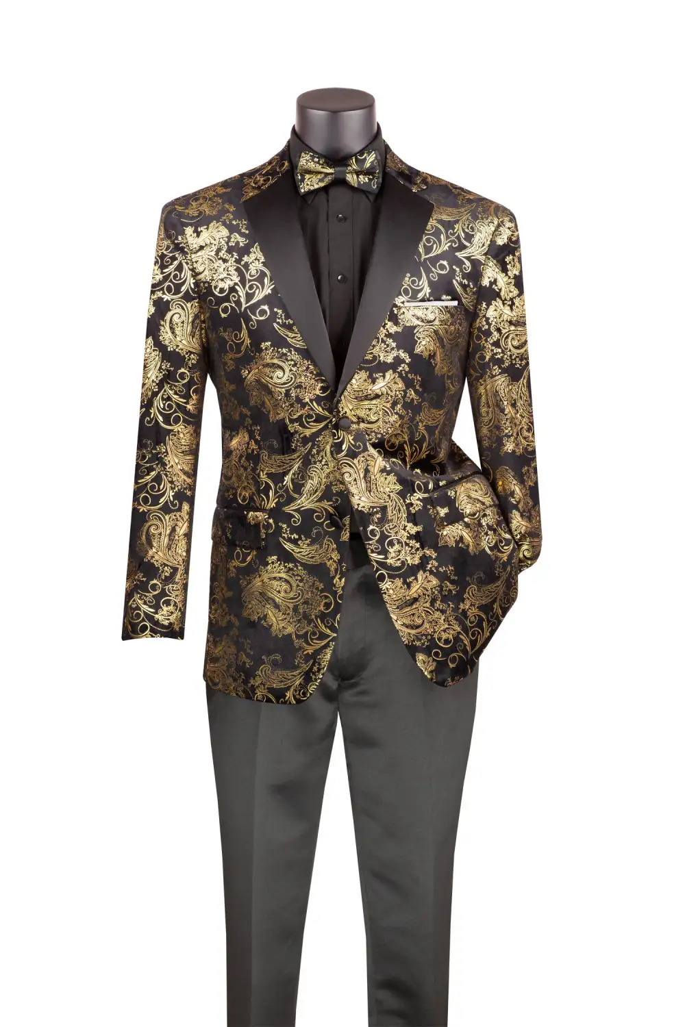 Black Modern Fit Velvet Single Breasted Notch Lapel Side Vents Blazer