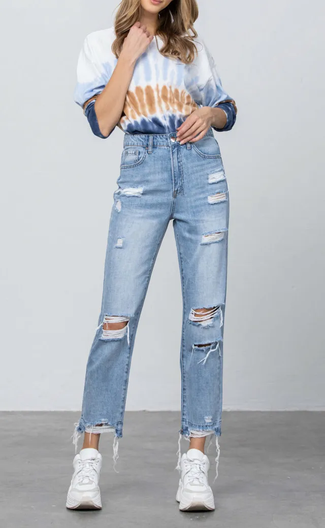 Modern Distressed Girlfriend Jeans