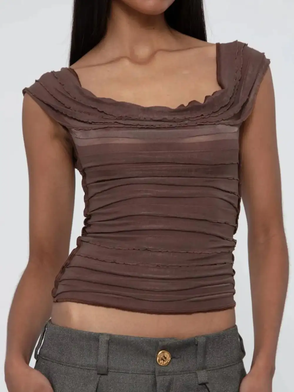 Ruched Solid Tank