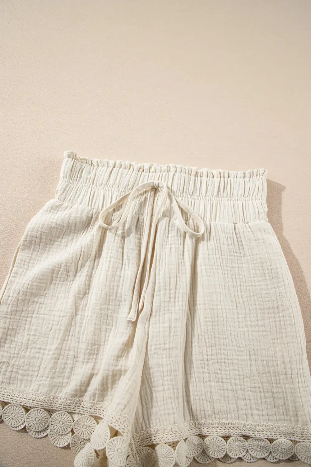 Apricot Textured Frilled Knotted High Waist