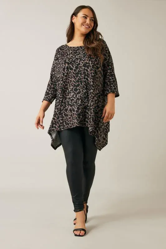Brown Leopard Print Hanky Hem Top