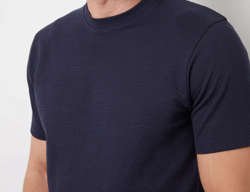 Men's Navy Textured T-Shirt