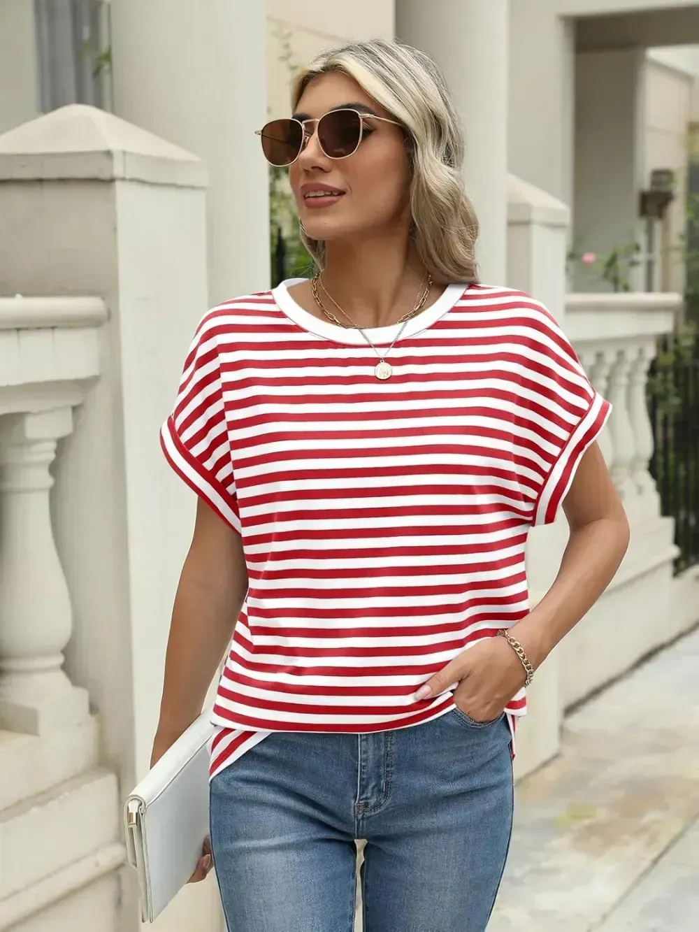 AUTOMET Women Tops Casual Basic T Shirts Loose Fit Crewneck Short Sleeve Summer Outfits