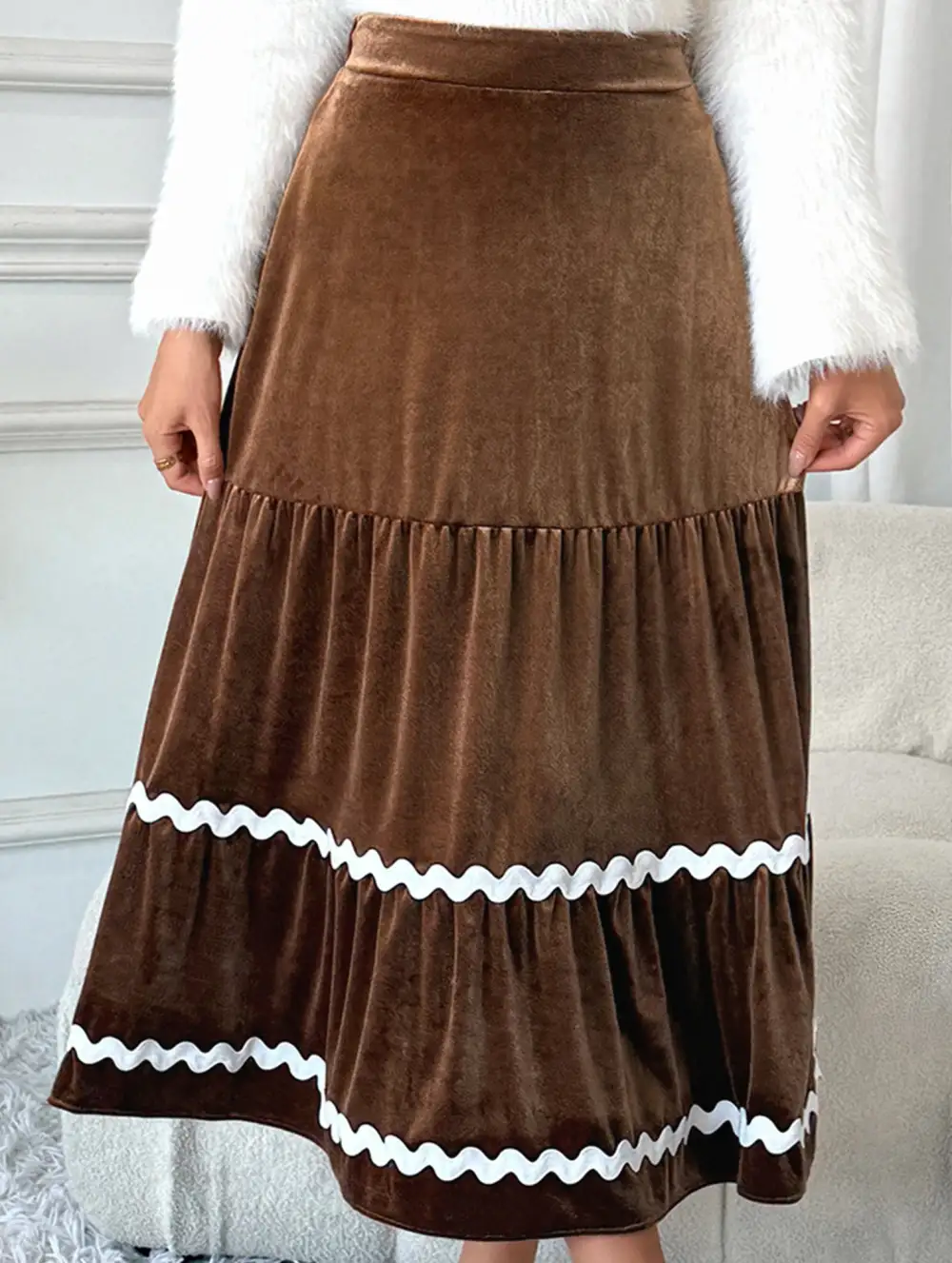 Velvet Swing Midi Skirt