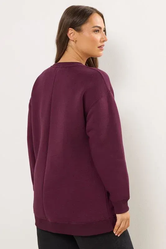 Burgundy Red Triple Heart Print Sweatshirt