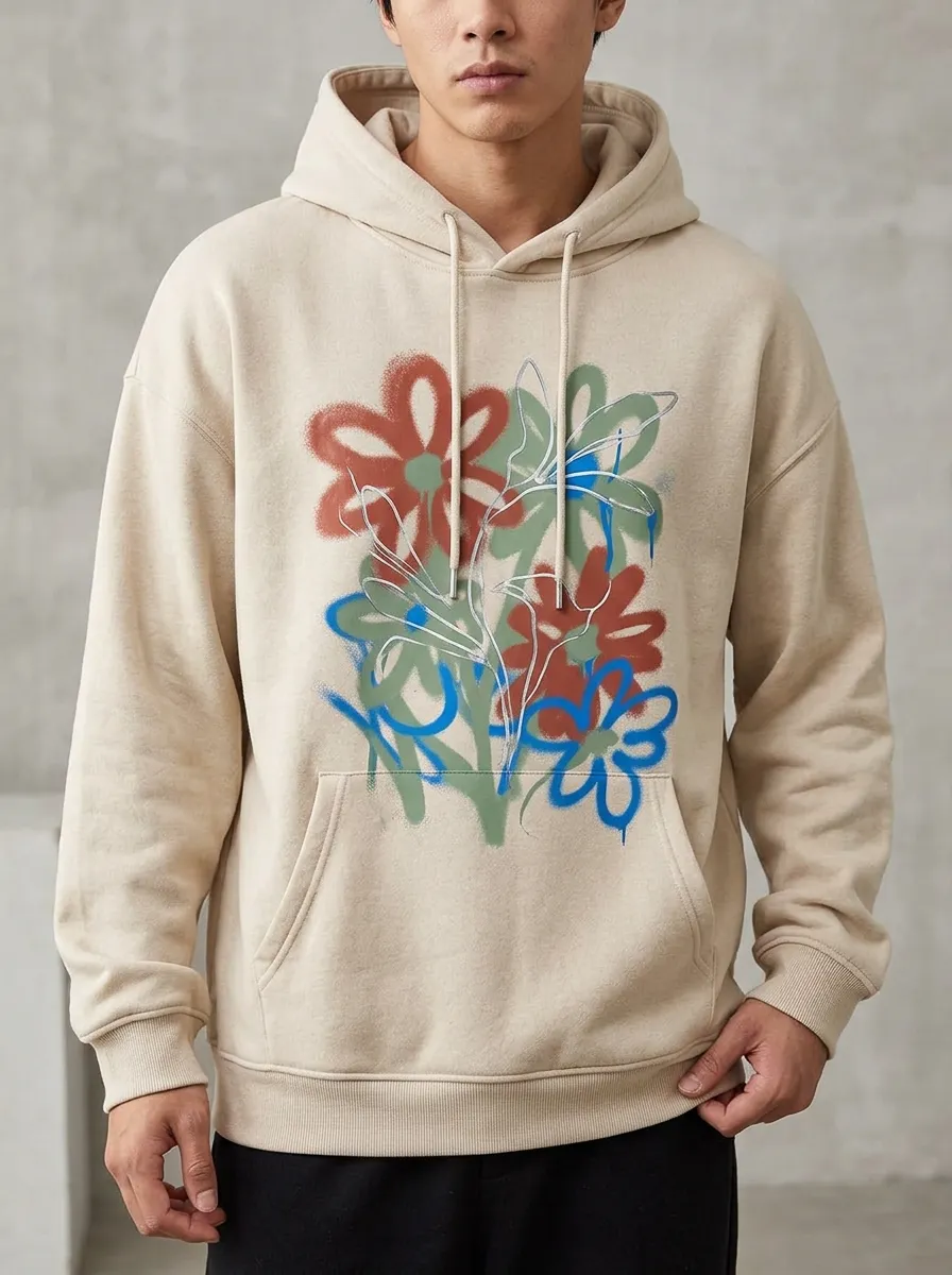 Unisex Floral Art Graffiti Hoodie