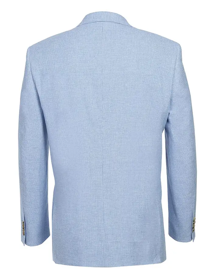 Light Blue Regular Fit Linen Cotton Single Breasted Notch Lapel Blazer