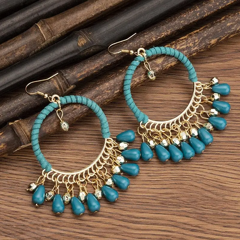 Textured Tassel Drop Earrings