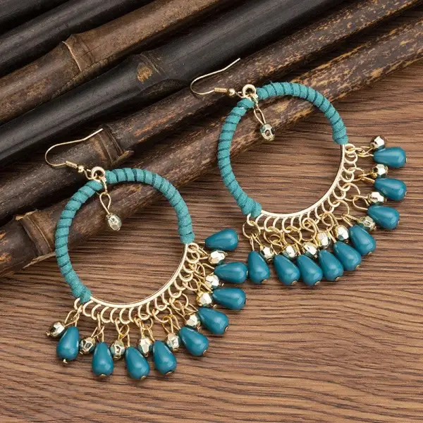 Textured Tassel Drop Earrings