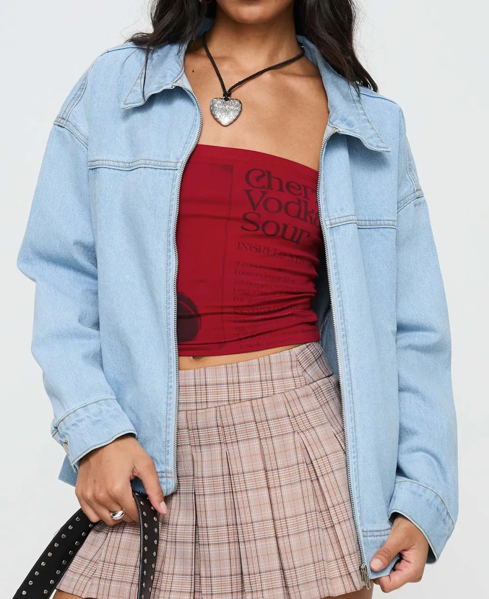 Women’s Denim Collared Bomber Jacket
