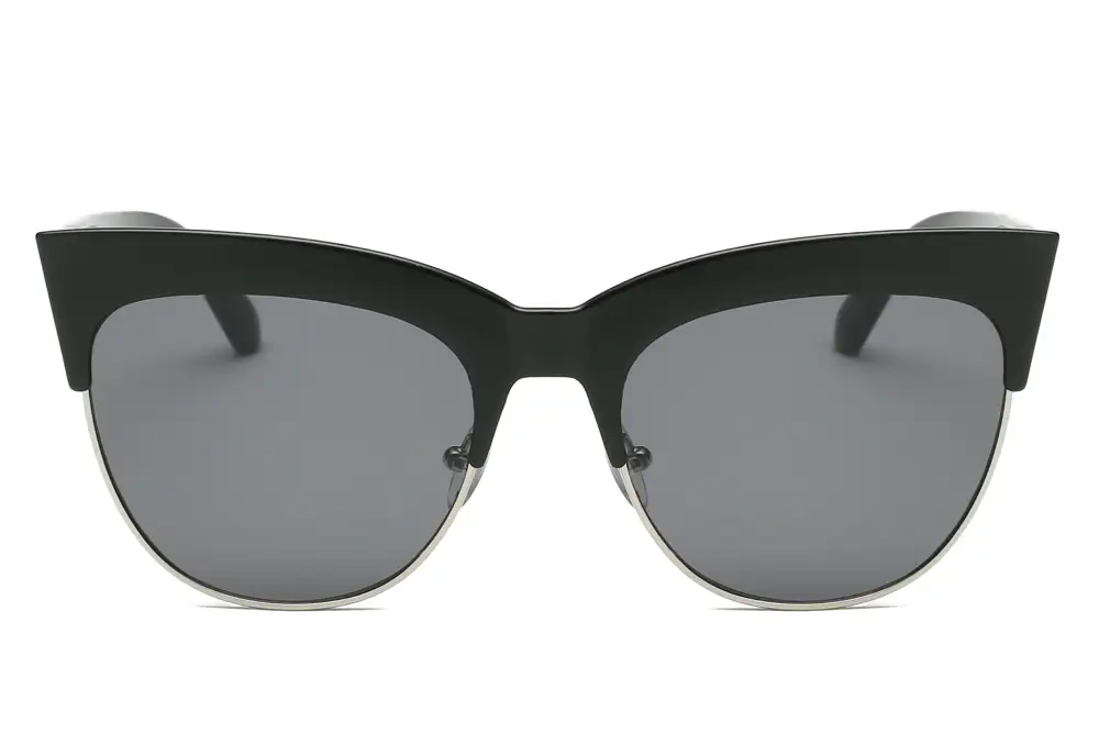 Half Frame Round Cat-Eye Sunglasses
