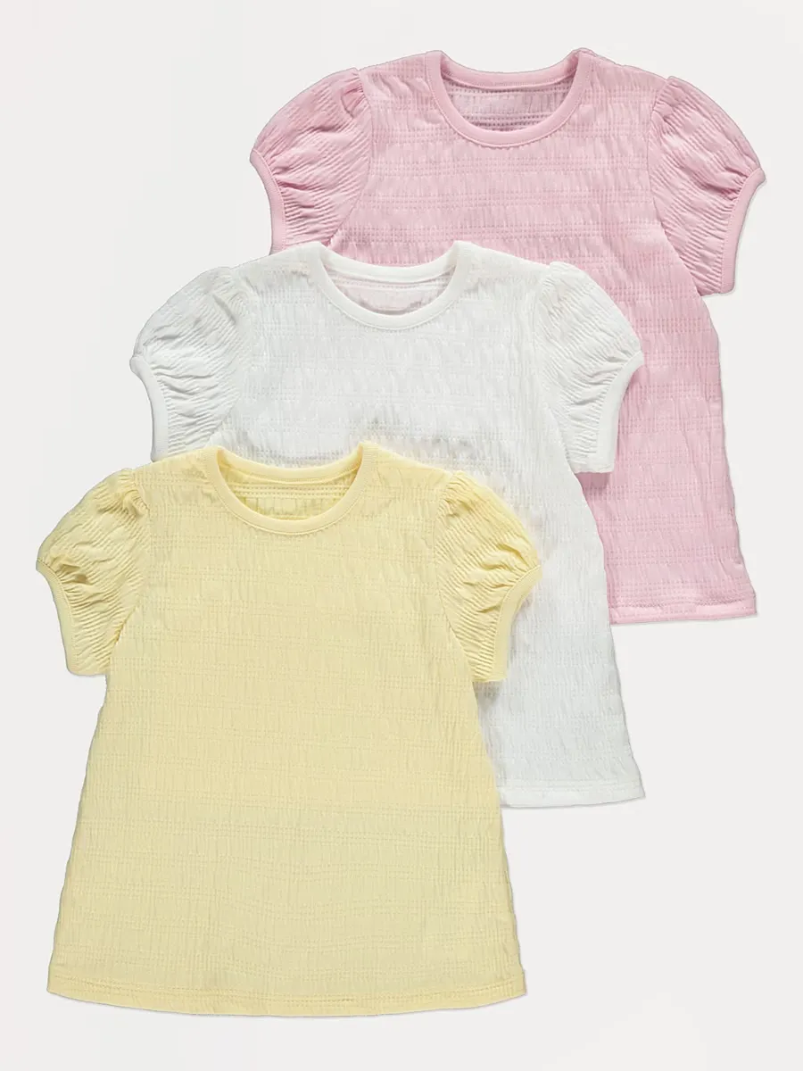 Pastel Shirred T Shirts 3 Pack
