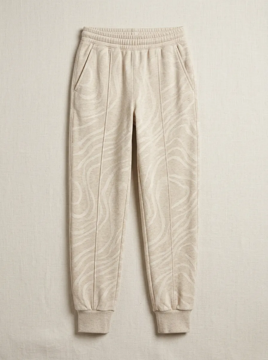 Women's Casual Beige Abstract Swirl Printed Joggers