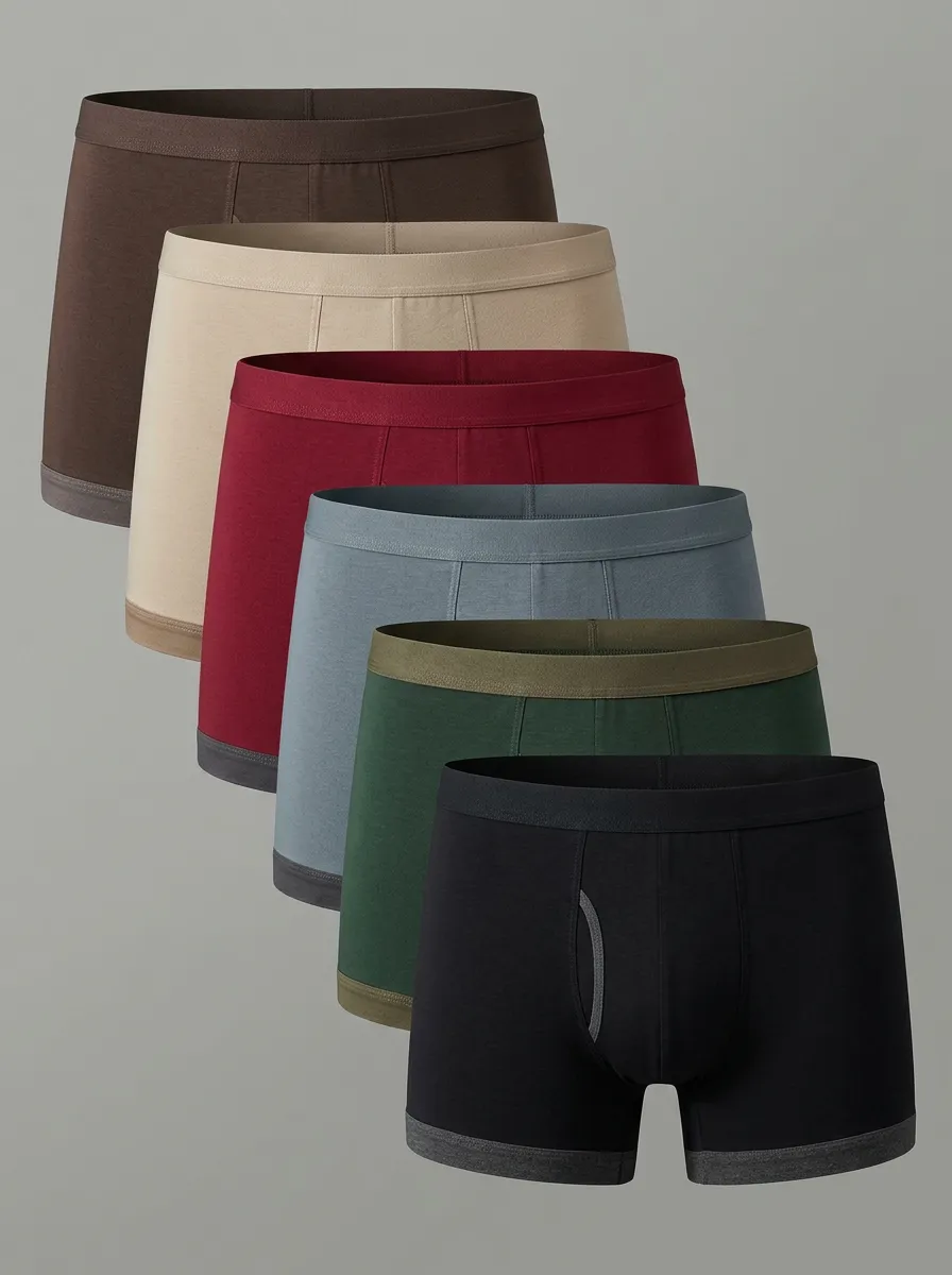 Men's Solid 6-Pack Contoured-Pouch Boxer Brief Set