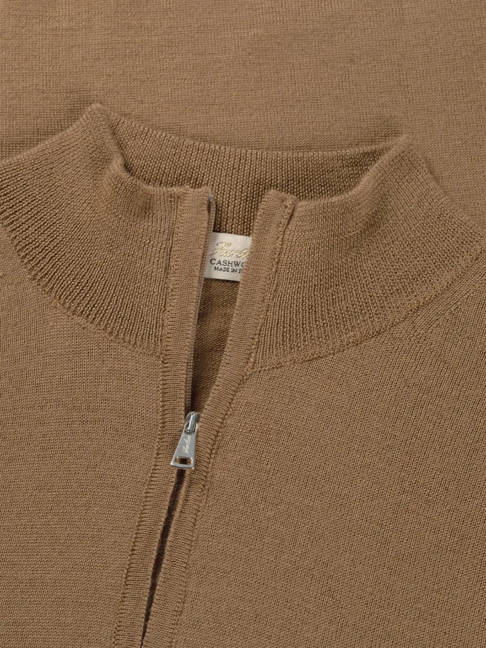 Cashmere Merino Blend Zip Front Funnel Neck Knit Construction Knit Zip Neck Sweater