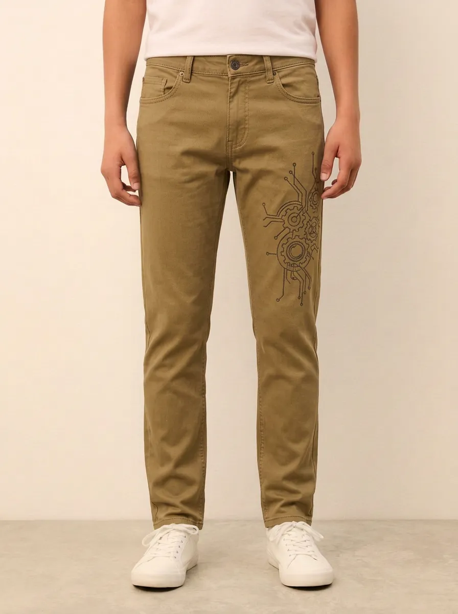 Men's Tech-Inspired Circuit Gear Printed Stretch Jeans