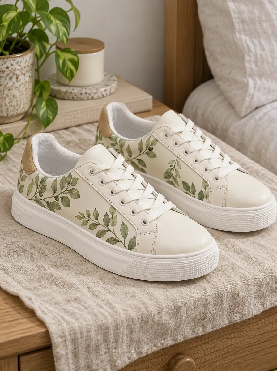 Women's Creative Botanical Nature Lover Leaves Skate Shoes