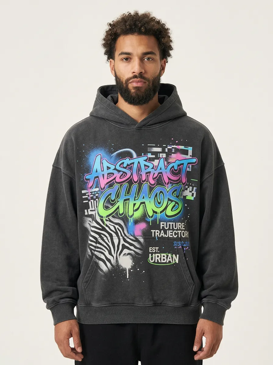 Unisex Streetwear Graffiti Zebra Abstract Hoodie
