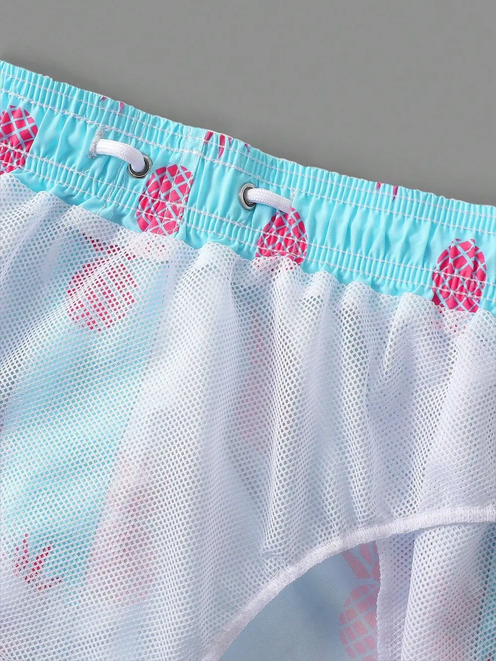Men's Pineapple Print Drawstring Swim Trunks