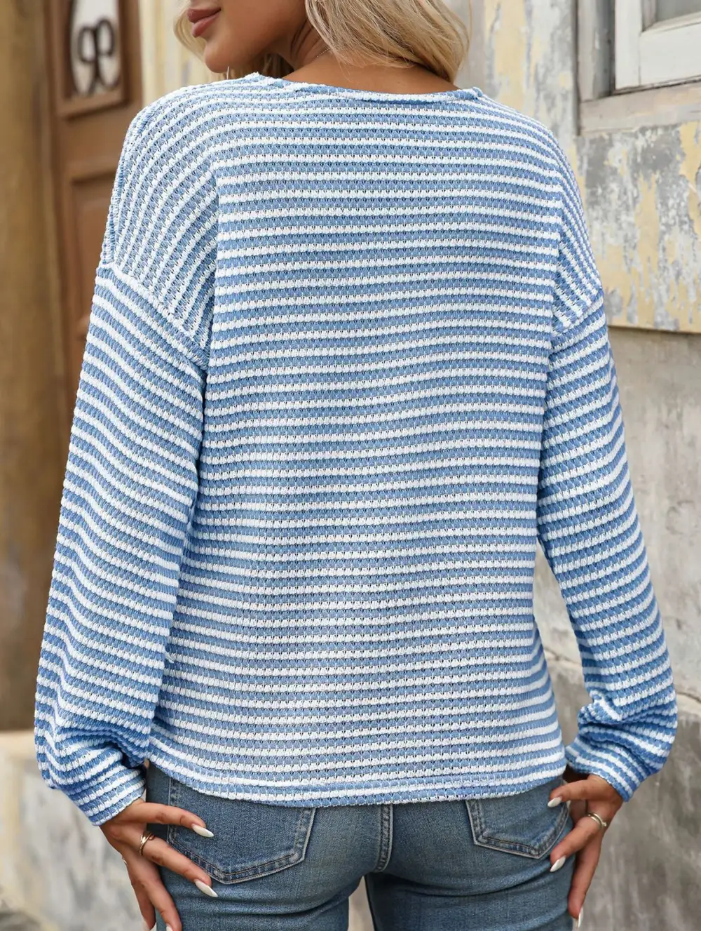 Button Down V Neck Top