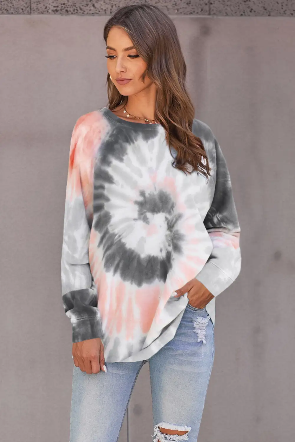 Ombre Tie Dye Loose Leisure Sweatshirt