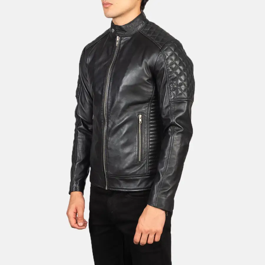 Men's Modern Biker Leather Quilted Jacket