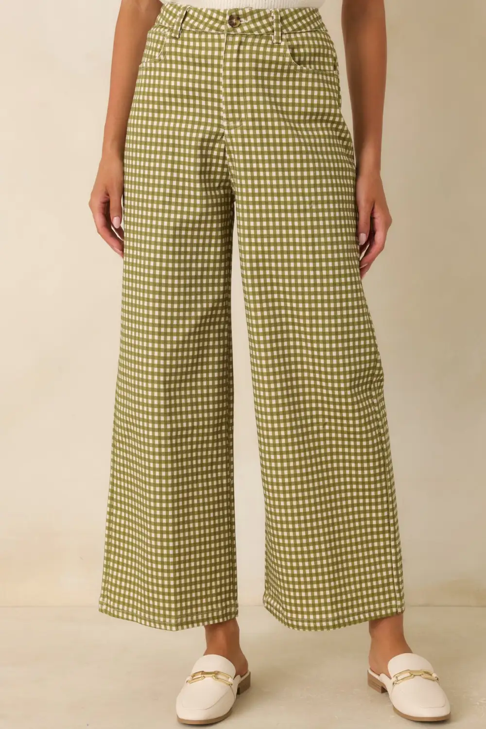 Gingham Wide Leg Pants