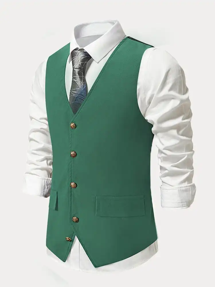 Clean Front V-Neck Suit Vest