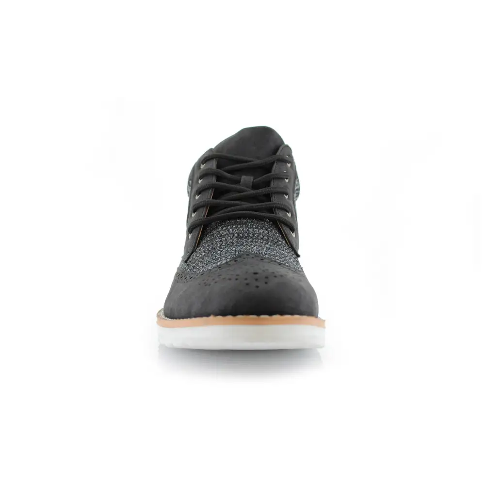 Faux-Suede Suede Faux-Leather Brogue Boots