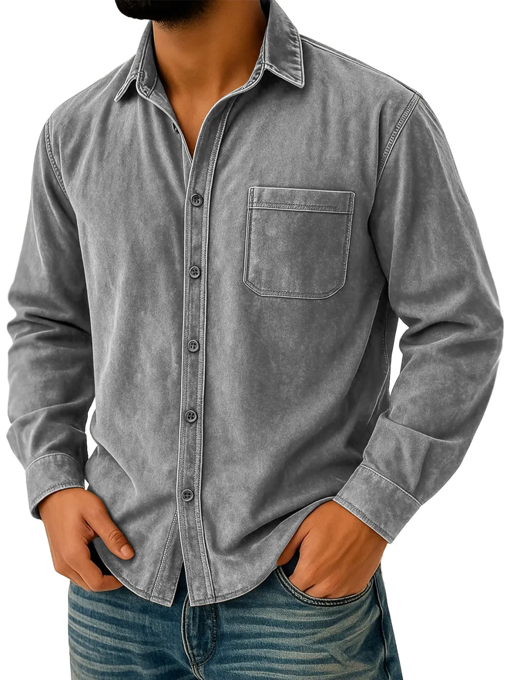 Suede Feel Pocket Shirt